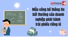 Mẫu công bố thông tin bất thường của doanh nghiệp phát hành trái phiếu riêng lẻ