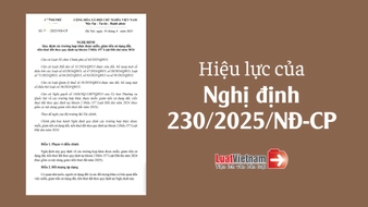 Nghị định 230/2025/NĐ-CP có hiệu lực từ khi nào, còn hiệu lực không?