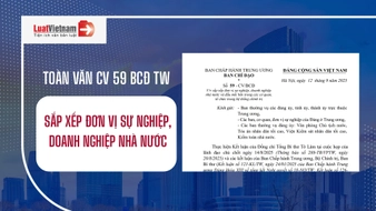 Tải toàn văn CV 59 BCĐ TW: Sắp xếp đơn vị sự nghiệp và doanh nghiệp nhà nước