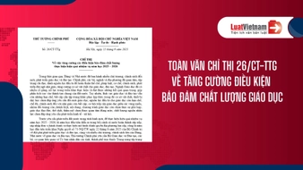 Tải toàn văn Chỉ thị 26 CT TTg về tăng cường điều kiện bảo đảm chất lượng giáo dục