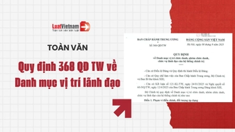 Tải toàn văn Quy định 368 QĐ TW của Bộ Chính trị về Danh mục vị trí lãnh đạo