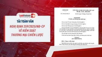 Tải toàn văn Nghị định 259 2025 NĐ CP về kiểm soát thương mại chiến lược [PDF]