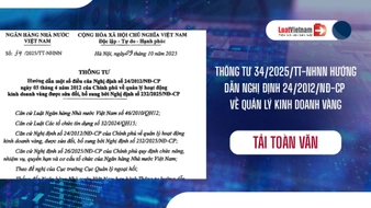 Tải toàn văn Thông tư 34 2025 TT NHNN hướng dẫn quản lý hoạt động kinh doanh vàng [PDF]