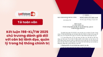 Tải file Kết luận 198 KL TW về đánh giá cán bộ lãnh đạo, quản lý [PDF]