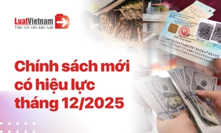Chính sách mới hiệu lực tháng 12/2025