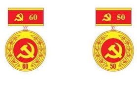 Mẫu Huy hiệu đảng 90, 80, 70, 60, 50, 40, 30 năm tuổi đảng