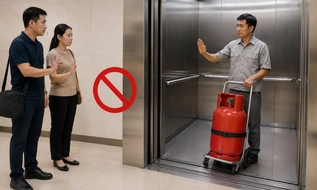 Vận chuyển bình gas cùng người trong thang máy bị phạt đến 2 triệu đồng (dự kiến)