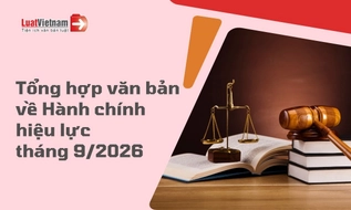 Danh sách văn bản lĩnh vực Hành chính có hiệu lực tháng 9/2026