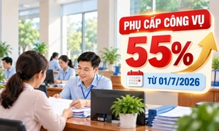 Cán bộ, công chức cấp xã không hưởng lương, thu nhập tăng thêm được nhận phụ cấp công vụ 55% từ 01/7/2026