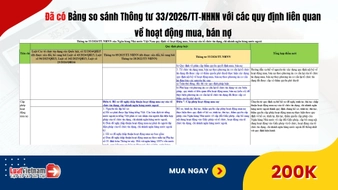 Đã có Bảng so sánh Thông tư 33/2026/TT-NHNN với các quy định liên quan về hoạt động mua, bán nợ
