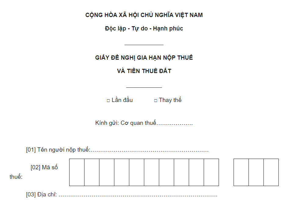 Hướng dẫn thủ tục gia hạn nộp thuế và tiền thuê đất 2024