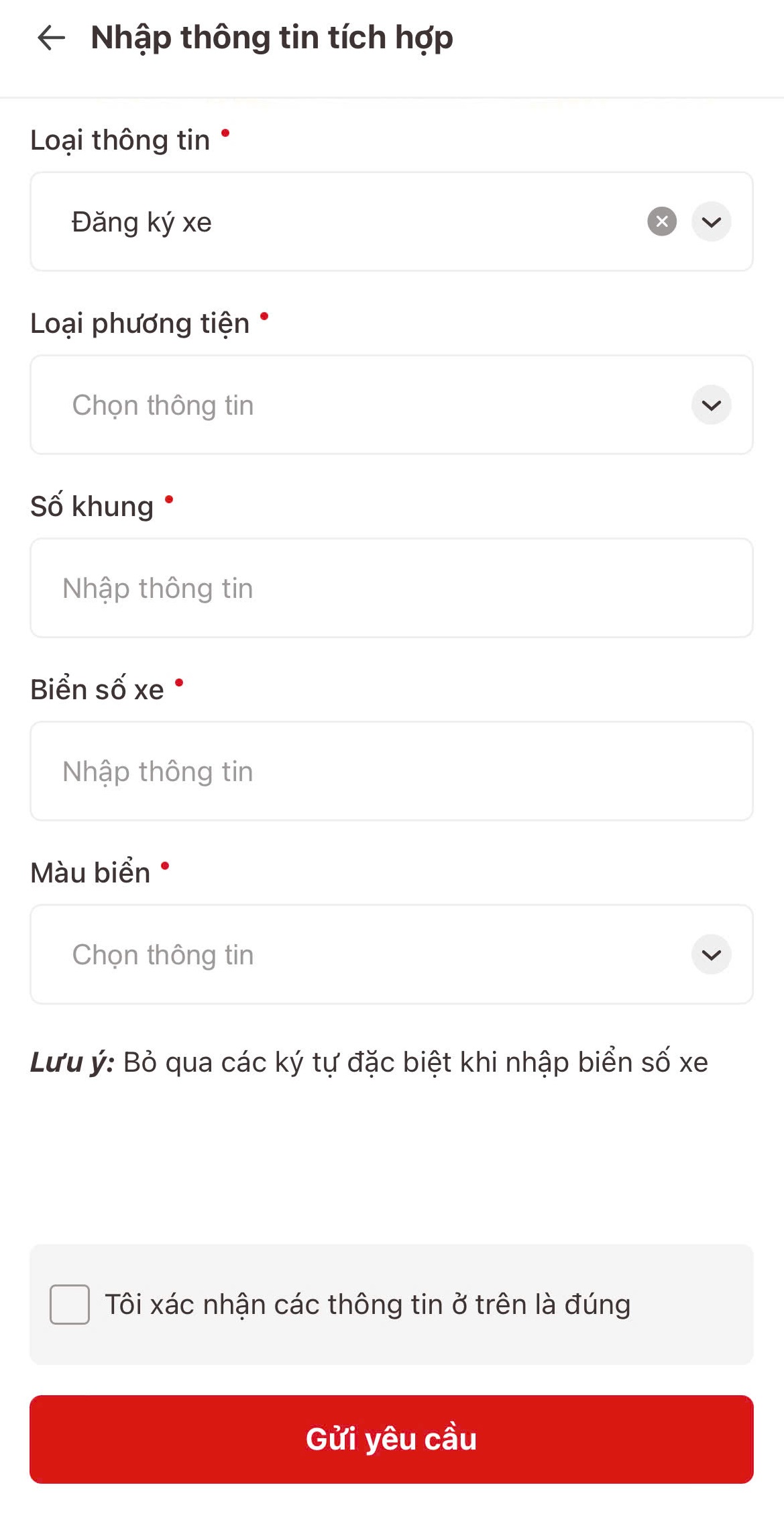 cách tích hợp cà vẹt xe vào VNeID