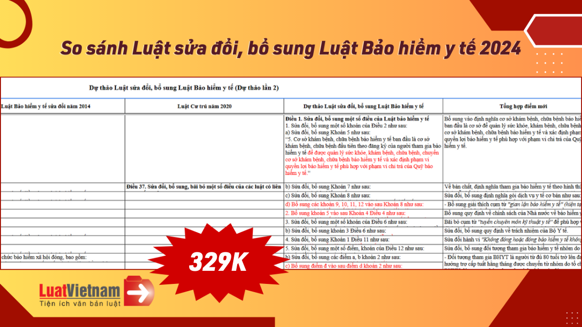 So sánh Luật sửa đổi bổ sung Luật Bảo hiểm y tế 2024 So sánh Luật sửa đổi bổ sung Luật Bảo hiểm y tế 2024