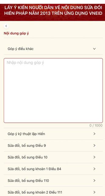 Hướng dẫn chi tiết cách góp ý sửa đổi Hiến pháp trên VNeID Hướng dẫn chi tiết cách góp ý sửa đổi Hiến pháp trên VNeID