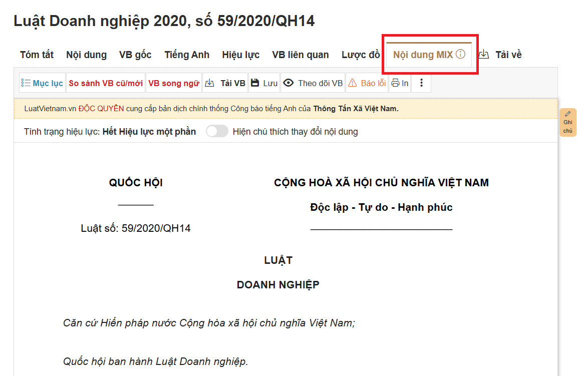Bản hợp nhất Luật Doanh nghiệp trên website LuatVietnam.vn Bản hợp nhất Luật Doanh nghiệp trên website LuatVietnam.vn