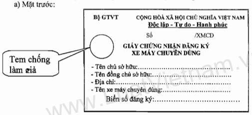 Thông tư 20/2010/TT-BGTVT của Bộ Giao thông Vận tải quy định về cấp, đổi, thu hồi đăng ký, biển số xe máy chuyên dùng có tham gia giao thông đường bộ