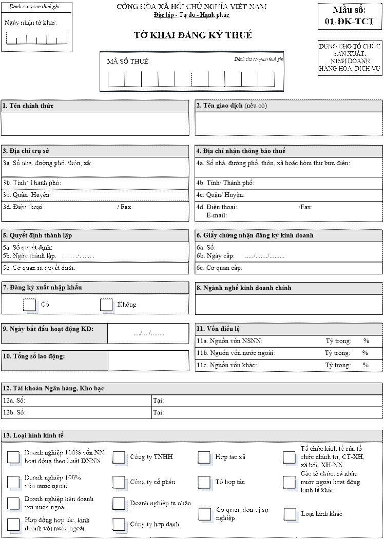 Thông tư 85/2007/TT-BTC của Bộ Tài chính về việc hướng dẫn thi hành Luật Quản lý thuế về việc đăng ký thuế
