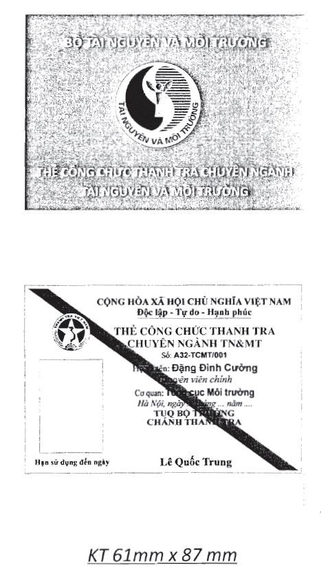 Thông tư 19/2014/TT-BTNMT của Bộ Tài nguyên và Môi trường quy định về tiêu chuẩn và thẻ công chức thanh tra chuyên ngành tài nguyên và môi trường
