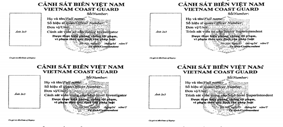 Thông tư 177/2019/TT-BQP của Bộ Quốc phòng về việc quy định tiêu chuẩn, điều kiện, trình tự, thủ tục bổ nhiệm, miễn nhiệm, cách chức và mẫu Giấy chứng nhận Cảnh sát viên, Trinh sát viên của Cảnh sát biển Việt Nam