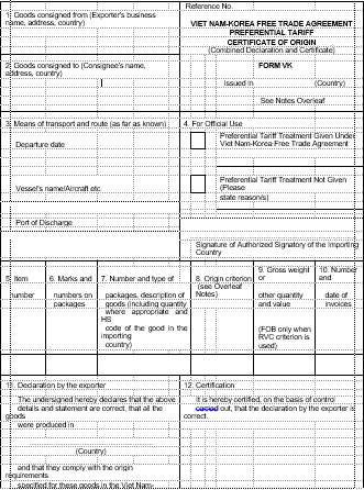 Thông tư 40/2015/TT-BCT của Bộ Công Thương về việc quy định thực hiện quy tắc xuất xứ trong Hiệp định Thương mại tự do Việt Nam - Hàn Quốc