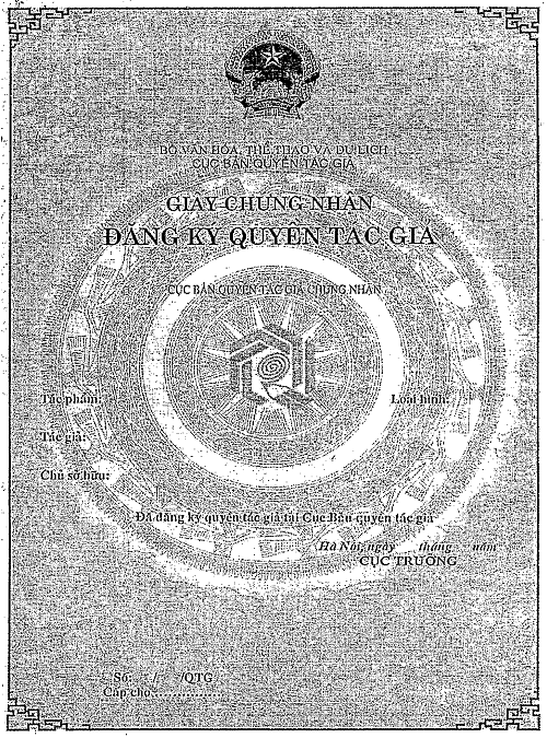 Thông tư 08/2016/TT-BVHTTDL của Bộ Văn hóa, Thể thao và Du lịch về việc quy định các biểu mẫu trong hoạt động đăng ký quyền tác giả, quyền liên quan