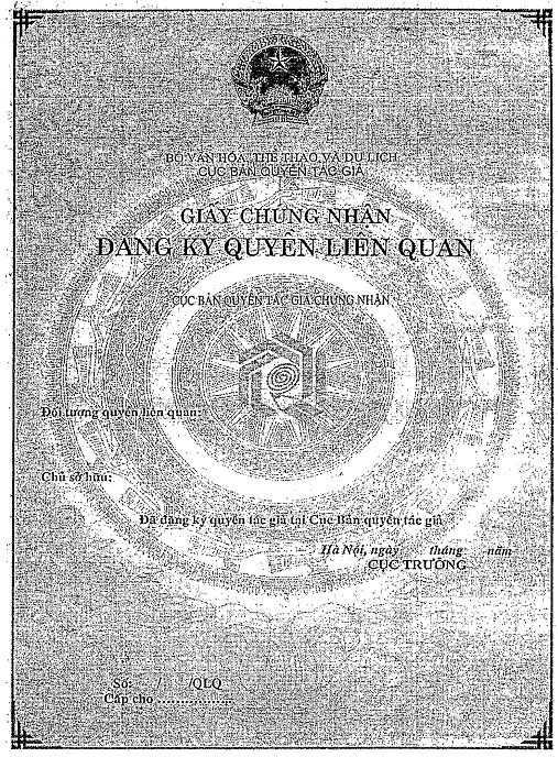 Thông tư 08/2016/TT-BVHTTDL của Bộ Văn hóa, Thể thao và Du lịch về việc quy định các biểu mẫu trong hoạt động đăng ký quyền tác giả, quyền liên quan