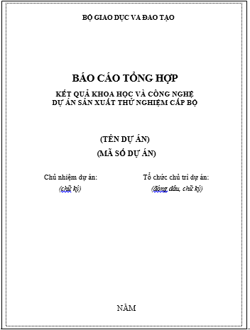 Thông tư 02/2018/TT-BGDĐT của Bộ Giáo dục và Đào tạo về việc ban hành Quy định về quản lý dự án sản xuất thử nghiệm cấp bộ của Bộ Giáo dục và Đào tạo