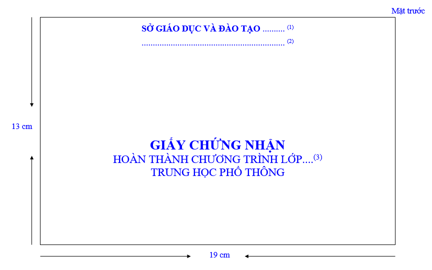 Quyết định 39/2008/QĐ-BGDĐT của Bộ Giáo dục và Đào tạo về việc ban hành mẫu Giấy chứng nhận hoàn thành chương trình lớp 10, lớp 11 và lớp 12 ở cấp trung học phổ thông