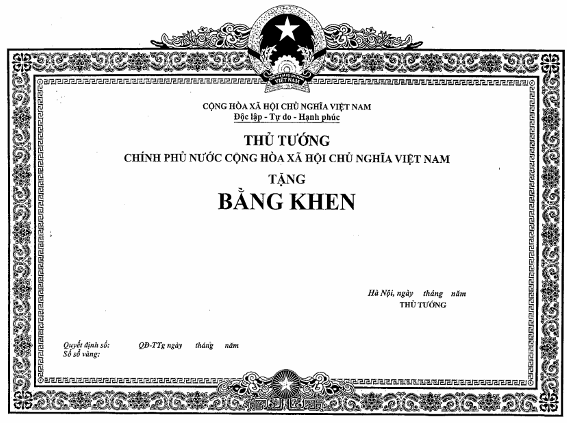 Nghị định 85/2014/NĐ-CP của Chính phủ về việc quy định mẫu huân chương, huy chương, huy hiệu, kỷ niệm chương; mẫu bằng, khung, hộp, cờ của các hình thức khen thưởng và danh hiệu thi đua; quản lý, cấp phát, cấp đổi, cấp lại, thu hồi hiện vật khen thưởng