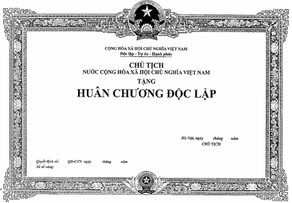 Nghị định 85/2014/NĐ-CP của Chính phủ về việc quy định mẫu huân chương, huy chương, huy hiệu, kỷ niệm chương; mẫu bằng, khung, hộp, cờ của các hình thức khen thưởng và danh hiệu thi đua; quản lý, cấp phát, cấp đổi, cấp lại, thu hồi hiện vật khen thưởng