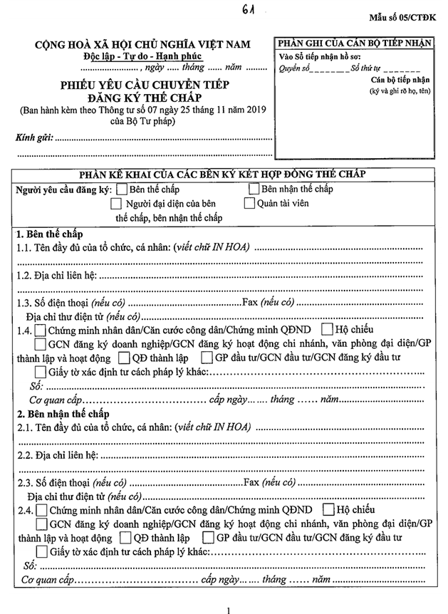 Quyết định 1183/QĐ-BTP của Bộ Tư pháp về việc công bố thủ tục hành chính được sửa đổi, bổ sung trong lĩnh vực đăng ký biện pháp bảo đảm thuộc phạm vi chức năng quản lý của Bộ Tư pháp