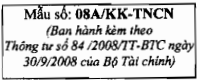Thông tư 84/2008/TT-BTC của Bộ Tài chính về việc hướng dẫn thi hành một số điều của Luật Thuế thu nhập cá nhân và hướng dẫn Nghị định số 100/2008/NĐ-CP ngày 08/9/2008 của Chính phủ quy định chi tiết một số điều của Luật Thuế thu nhập cá nhân
