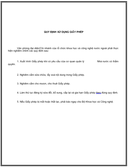 Thông tư 01/2011/TT-BKHCN của Bộ Khoa học và Công nghệ hướng dẫn thành lập và đăng ký hoạt động của Tổ chức Khoa học và Công nghệ có vốn đầu tư nước ngoài, Văn phòng đại diện, Chi nhánh của Tổ chức Khoa học và Công nghệ nước ngoài tại Việt Nam