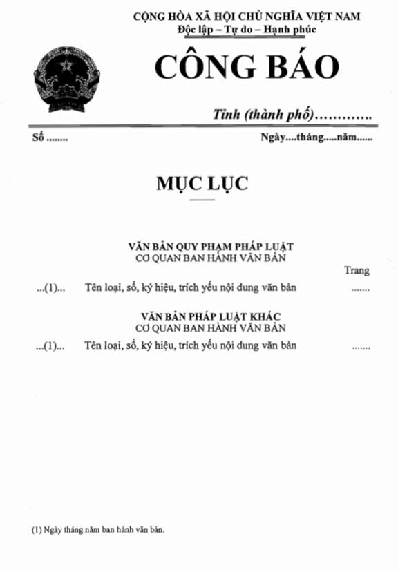 Thông tư 01/2017/TT-VPCP của Văn phòng Chính phủ về việc hướng dẫn thực hiện quy định về Công báo tại Nghị định 34/2016/NĐ-CP ngày 14/05/2016 của Chính phủ quy định chi tiết một số điều và biện pháp thi hành Luật Ban hành văn bản quy phạm pháp luật