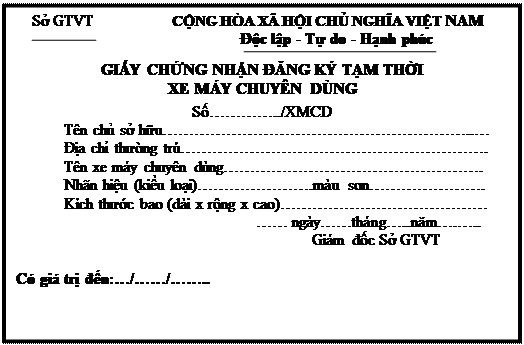 Thông tư 24/2009/TT-BGTVT của Bộ Giao thông Vận tải quy định về cấp, đổi, thu hồi đăng ký, biển số xe máy chuyên dùng có tham gia giao thông đường bộ