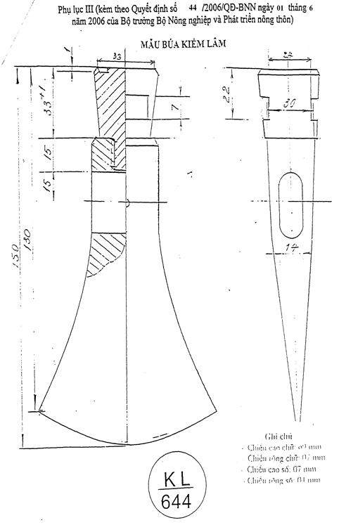 Quyết định 44/2006/QĐ-BNN của Bộ Nông nghiệp và Phát triển nông thôn về việc ban hành Quy chế quản lý và đóng búa bài cây, búa kiểm lâm