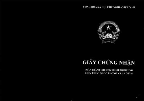 Thông tư 40/2014/TT-BQP của Bộ Quốc phòng về việc quy định mẫu giấy chứng nhận hoàn thành chương trình bồi dưỡng kiến thức quốc phòng và an ninh