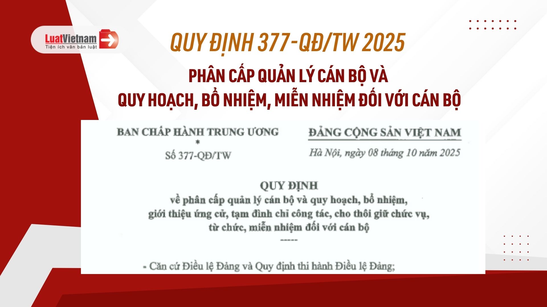 tai-toan-van-quy-dinh-377-qd-tw-cua-bo-chinh-tri-ve-phan-cap-quan-ly-can-bo