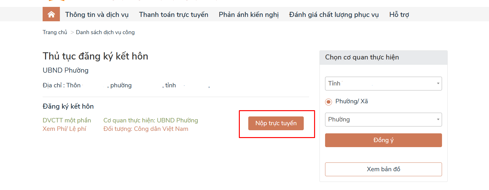 thủ tục đăng ký kết hôn online