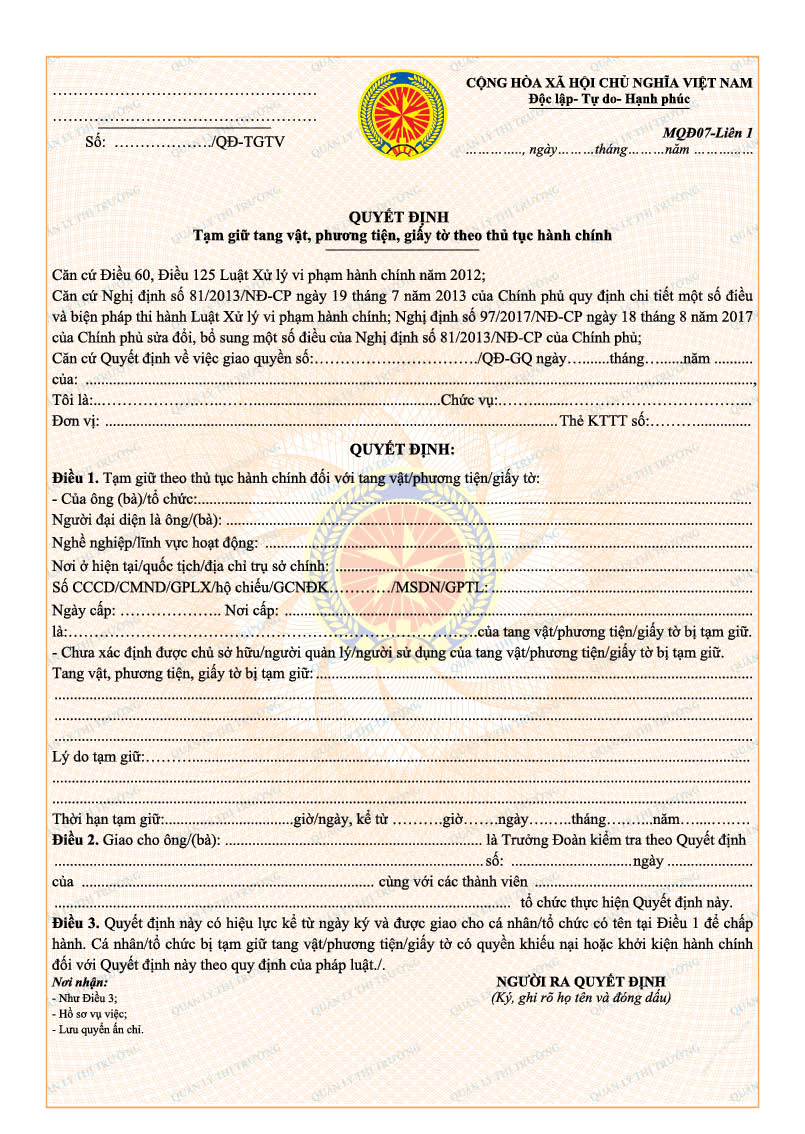 Thông tư 08/2018/TT-BCT của Bộ Công Thương về việc sửa đổi, bổ sung quy định về mẫu biên bản, quyết định sử dụng trong hoạt động kiểm tra và xử lý vi phạm hành chính của Quản lý thị trường