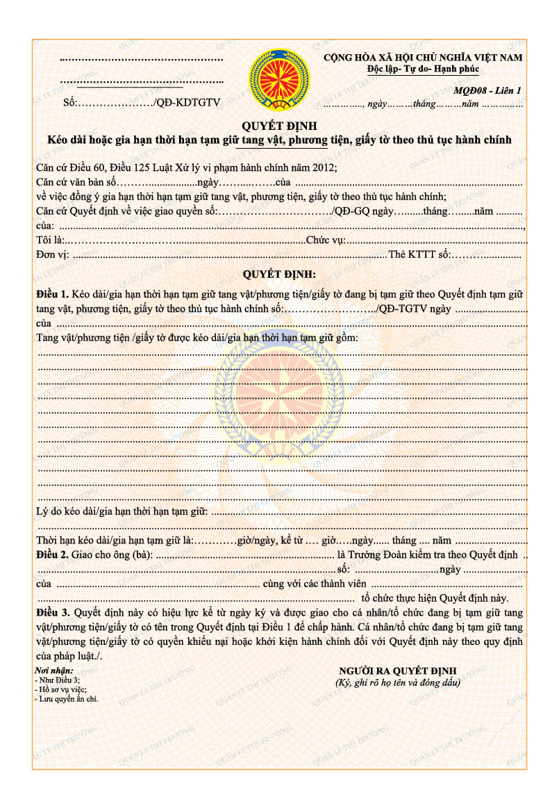 Thông tư 08/2018/TT-BCT của Bộ Công Thương về việc sửa đổi, bổ sung quy định về mẫu biên bản, quyết định sử dụng trong hoạt động kiểm tra và xử lý vi phạm hành chính của Quản lý thị trường