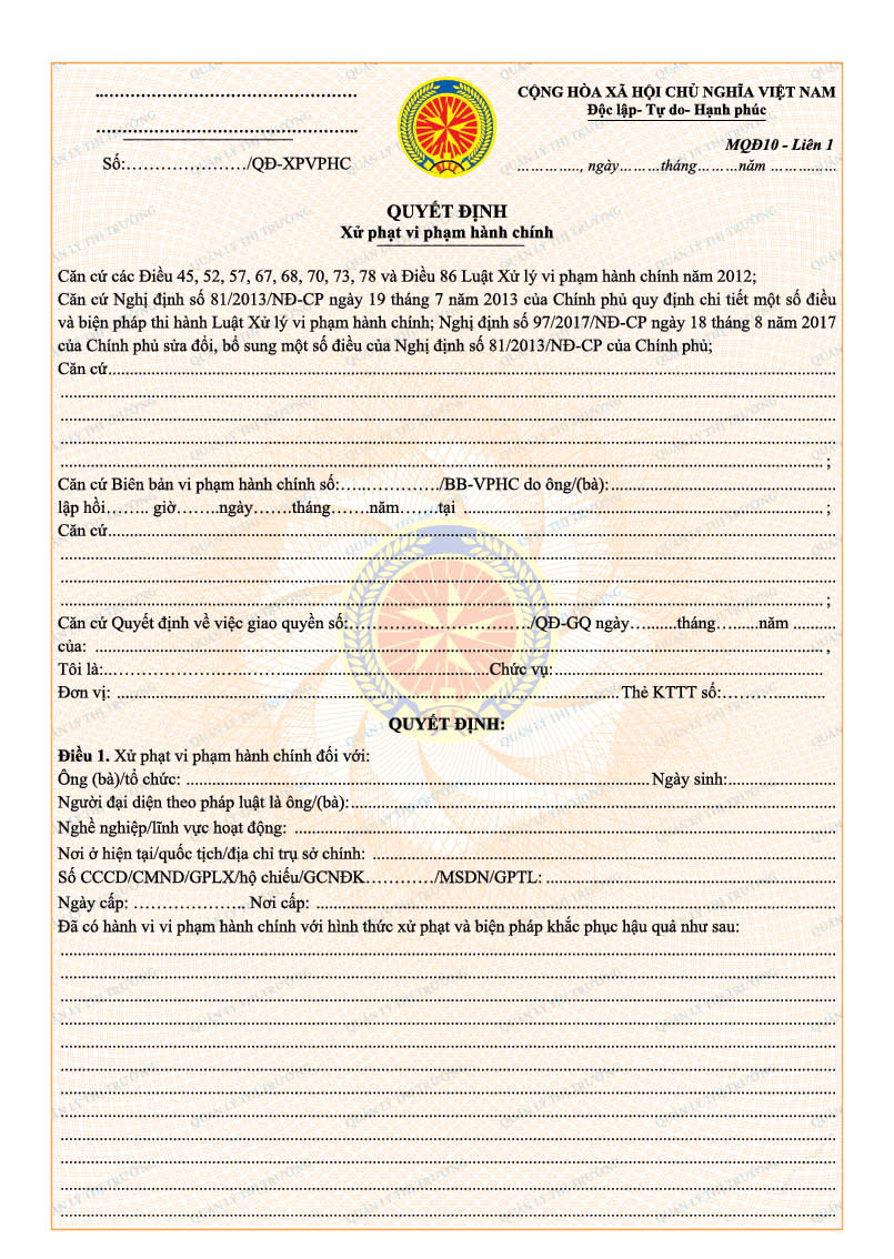 Thông tư 08/2018/TT-BCT của Bộ Công Thương về việc sửa đổi, bổ sung quy định về mẫu biên bản, quyết định sử dụng trong hoạt động kiểm tra và xử lý vi phạm hành chính của Quản lý thị trường