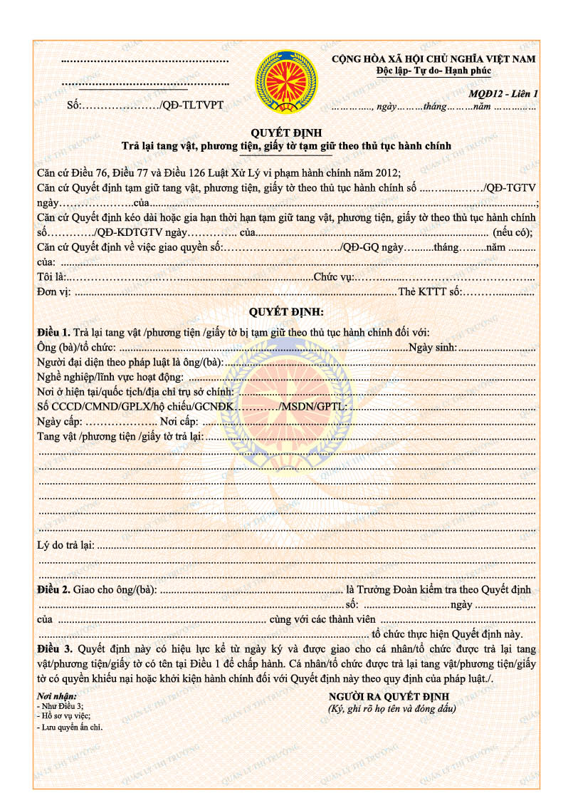 Thông tư 08/2018/TT-BCT của Bộ Công Thương về việc sửa đổi, bổ sung quy định về mẫu biên bản, quyết định sử dụng trong hoạt động kiểm tra và xử lý vi phạm hành chính của Quản lý thị trường