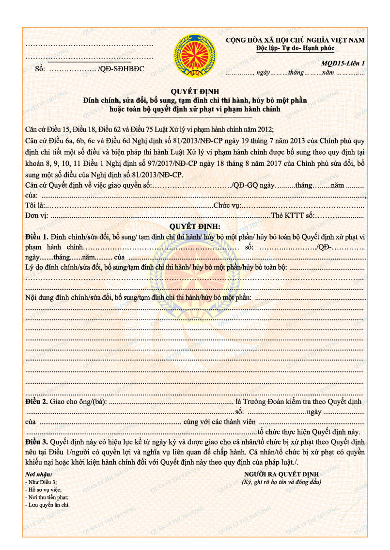 Thông tư 08/2018/TT-BCT của Bộ Công Thương về việc sửa đổi, bổ sung quy định về mẫu biên bản, quyết định sử dụng trong hoạt động kiểm tra và xử lý vi phạm hành chính của Quản lý thị trường