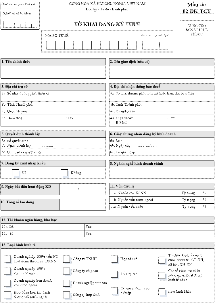 Thông tư 85/2007/TT-BTC của Bộ Tài chính về việc hướng dẫn thi hành Luật Quản lý thuế về việc đăng ký thuế