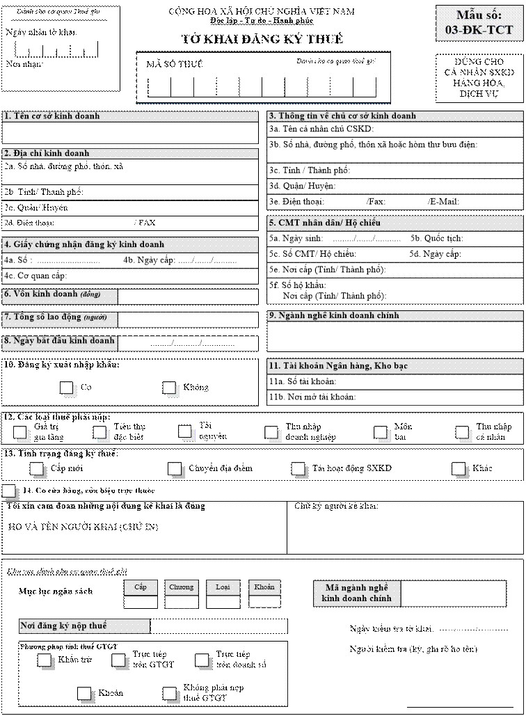 Thông tư 85/2007/TT-BTC của Bộ Tài chính về việc hướng dẫn thi hành Luật Quản lý thuế về việc đăng ký thuế