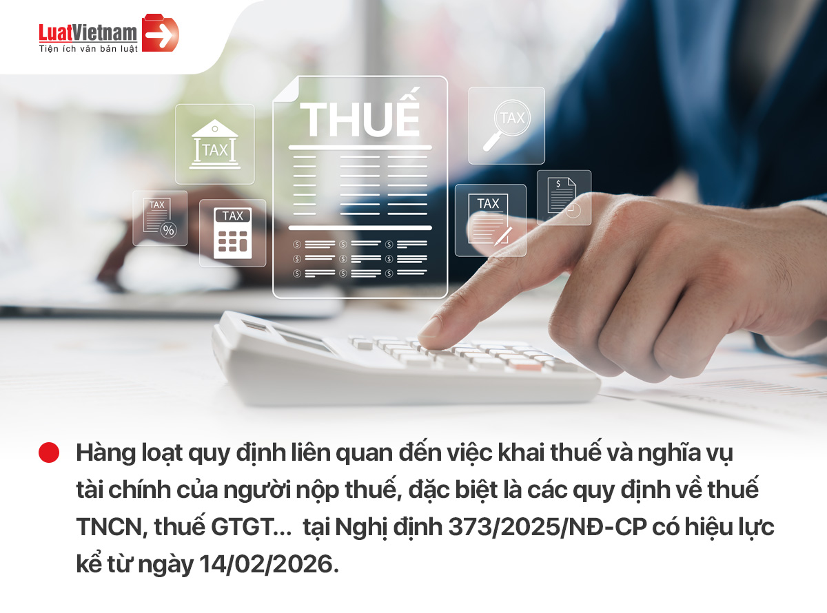 Chính sách mới có hiệu lực tháng 02/2026