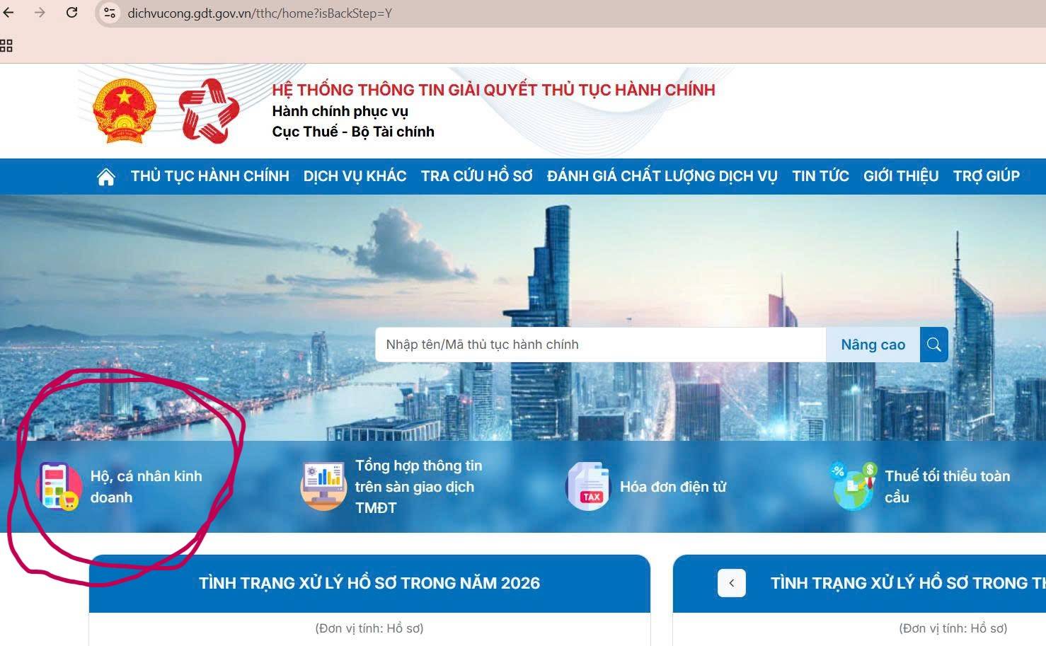 Hướng dẫn hộ kinh doanh thông báo tài khoản ngân hàng qua Cổng Dịch vụ công