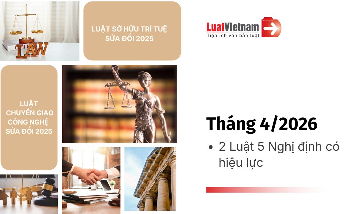 Danh sách Luật, Nghị định có hiệu lực tháng 4/2026 Danh sách Luật, Nghị định có hiệu lực tháng 4/2026