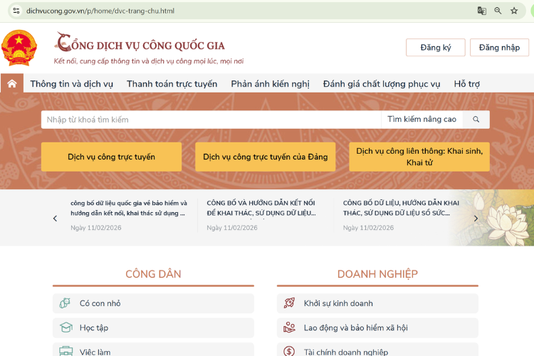 Từ năm 2026, thủ tục đăng ký mã số mã vạch được thực hiện trực tuyến qua Cổng Dịch vụ công Quốc gia